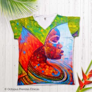 blusa dama con retrato de una mujer negra africana
